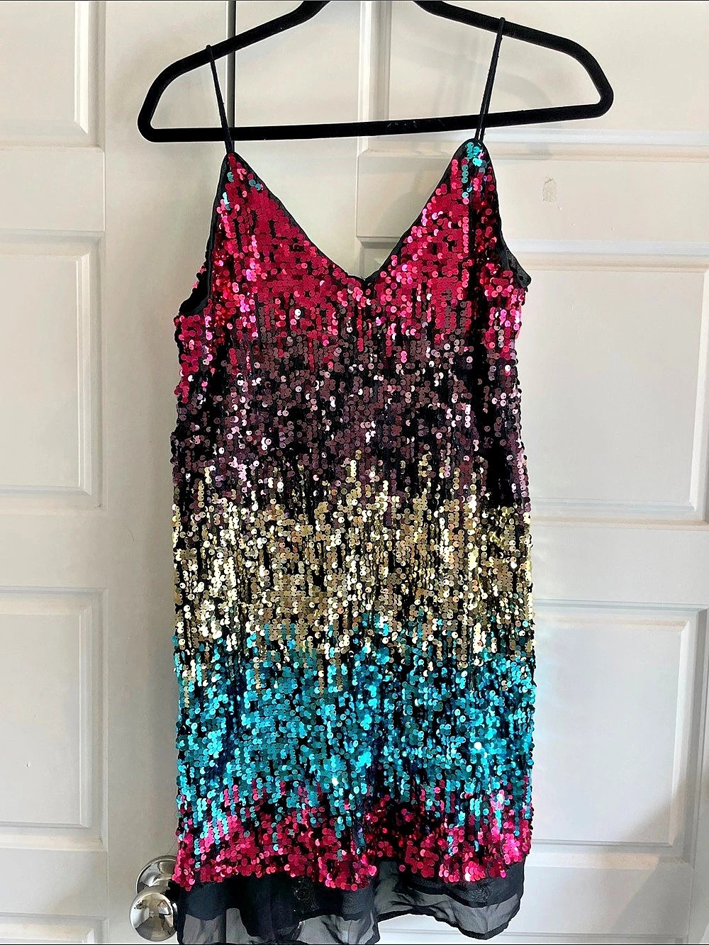 Forever 21 Sequin Color Block Mini Dress Size Medium Like New